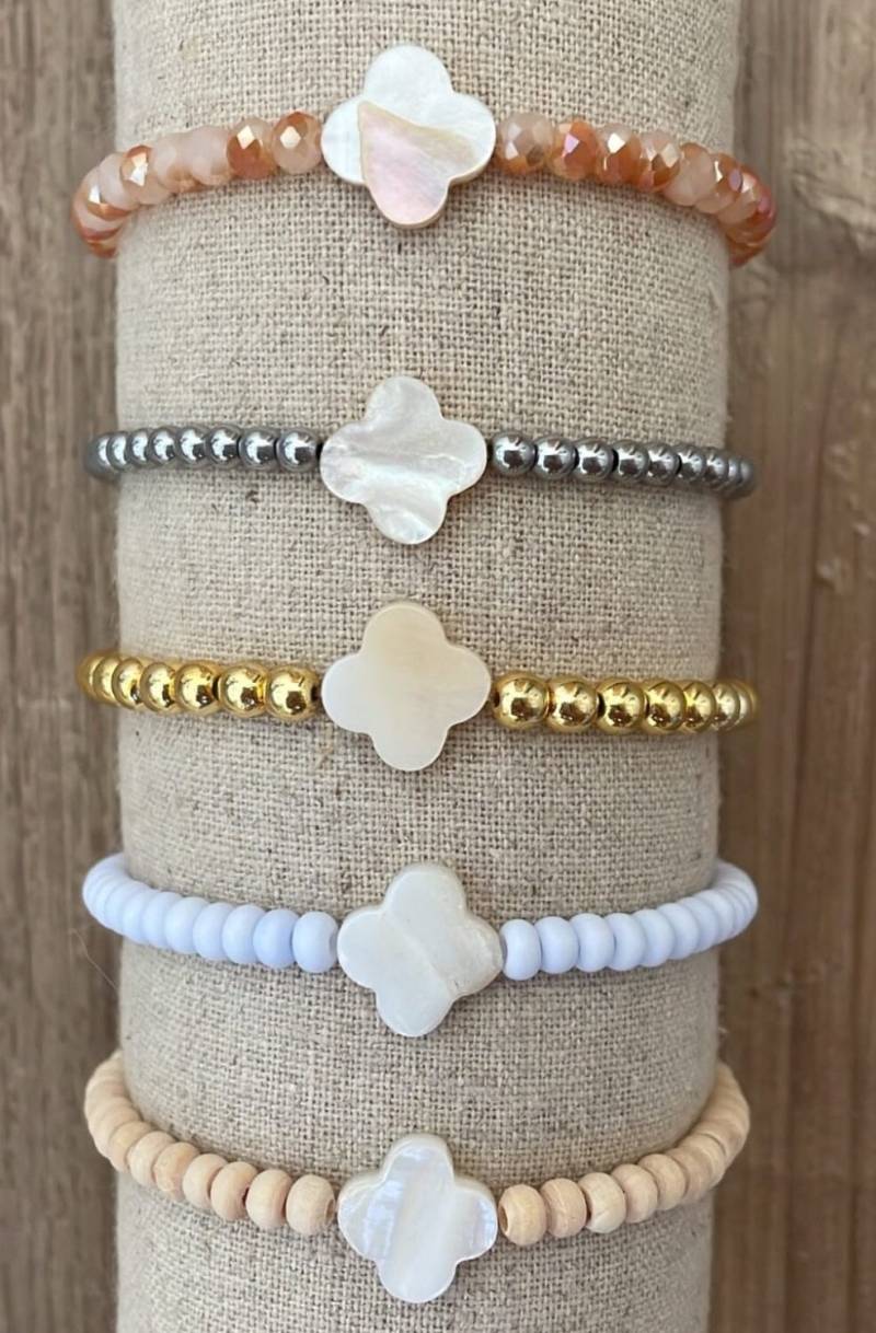 Perlen Armband Anhänger Blume Perlmutt Hämatit Kreuz Stern Freundschaft Schmuck von CarloMiniMeow