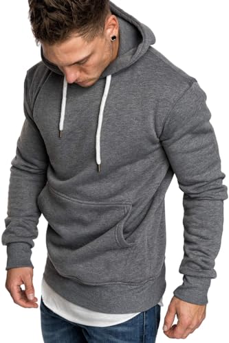 Carlota Sweatshirt Herren Kapuzenpullover Sweatjacke Pullover Hoodie Männer Basic Langarm Sweatshirts Dunkelgrau 4XL von Carlota