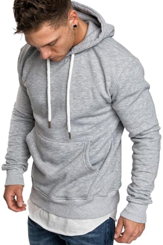 Carlota Sweatshirt Herren Kapuzenpullover Sweatjacke Pullover Hoodie Männer Basic Langarm Sweatshirts Hellgrau 4XL von Carlota