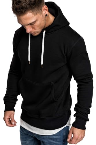 Carlota Sweatshirt Herren Kapuzenpullover Sweatjacke Pullover Hoodie Männer Basic Langarm Sweatshirts Schwarz 4XL von Carlota