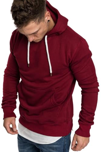 Carlota Sweatshirt Herren Kapuzenpullover Sweatjacke Pullover Hoodie Männer Basic Langarm Sweatshirts Weinrot XL von Carlota