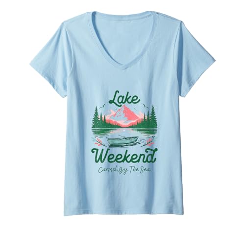Damen Wochenendtrip zum See Carmel by The Sea T-Shirt mit V-Ausschnitt Damen Wochenendtrip zum See Carmel by The Sea T-Shirt mit V-Ausschnitt von Carmel By The Sea Clothes Tshirt Life Boat