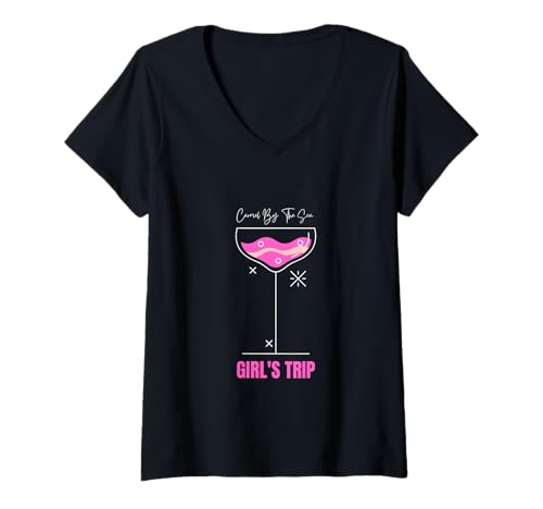 Damen Stranddrink Carmel by The Sea für Mädchen T-Shirt mit V-Ausschnitt Damen Stranddrink Carmel by The Sea für Mädchen T-Shirt mit V-Ausschnitt von Carmel By The Sea Girls Trip Vacation Outfit