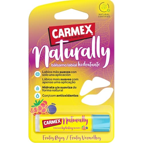 Carmex Moisturising Lip Balm Feuchtigkeitsspendender und schützender Lippenbalsam für trockene und rissige Lippen mit Sonnenschutz (1 Stück, Beeren) von Carmex