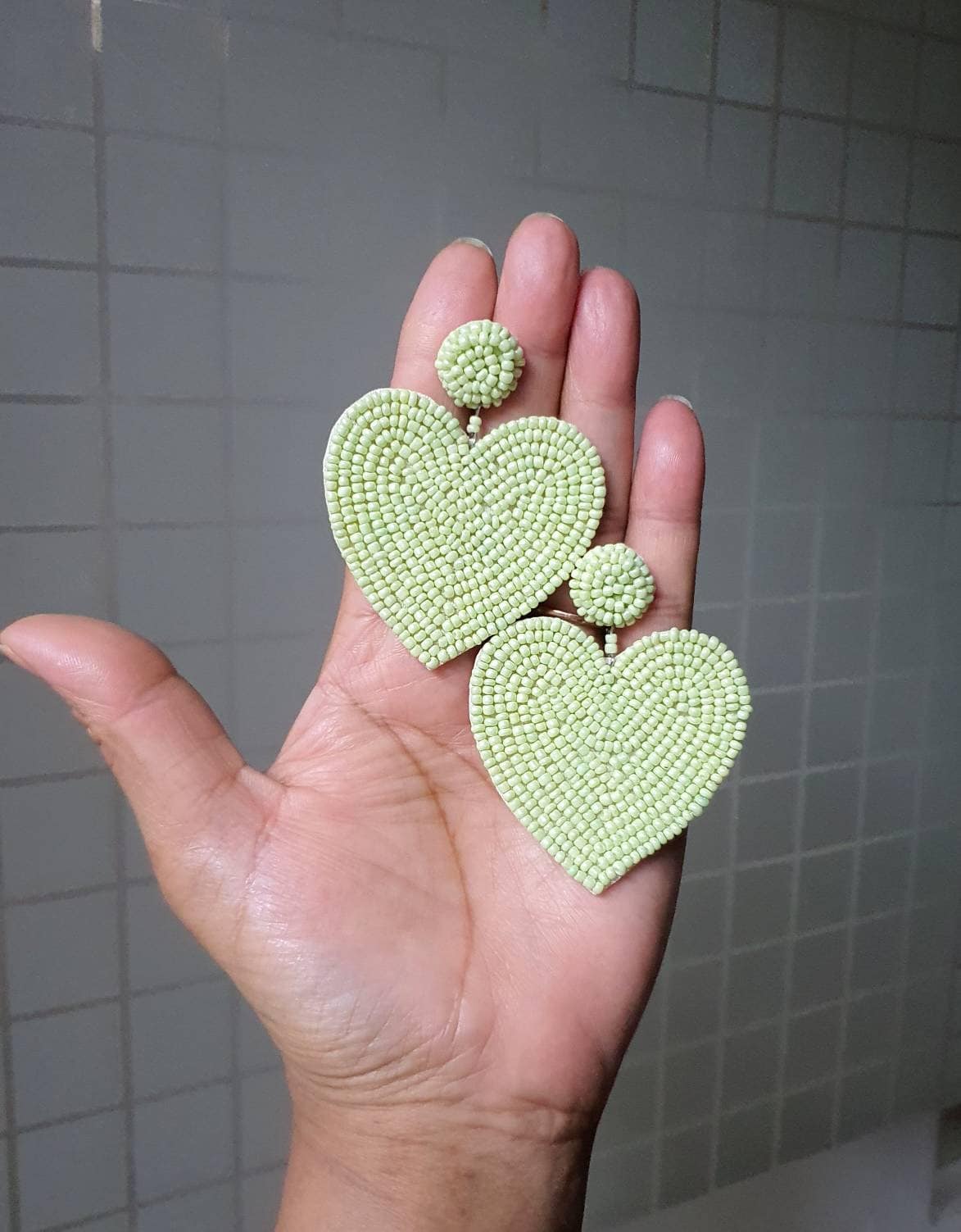 Pastel Seed Bead Herz Ohrringe Handgemachte Schmuck von Carnationjewellery