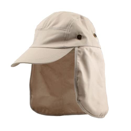 Carnavalife Sonnenhut mit Halsschutz, für Herren und Damen, faltbare und verstellbare Baseballmütze, Mütze mit Ohrenschützern für Camping und Gang, Unisex, Einheitsgröße (Beige) von Carnavalife