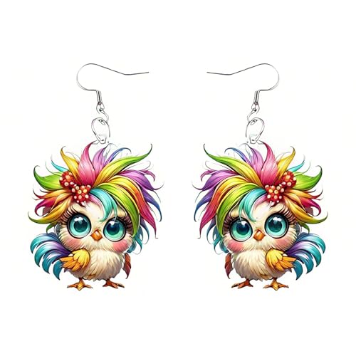 Carniee Cartoon-Eulen-Ohrringe Acryl Anime Blume Eule Ohrringe Vogel Tropfen Baumeln Modeschmuck für Frauen Charm GeschenkÄsthetisches Design Eulenliebhaber Mehrfarbig A von Carniee