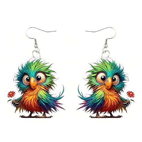 Carniee Cartoon-Eulen-Ohrringe Acryl Anime Blume Eule Ohrringe Vogel Tropfen Baumeln Modeschmuck für Frauen Charm GeschenkÄsthetisches Design Eulenliebhaber Mehrfarbig C von Carniee