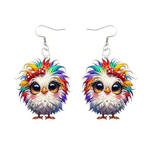 Carniee Cartoon-Eulen-Ohrringe Acryl Anime Blume Eule Ohrringe Vogel Tropfen Baumeln Modeschmuck für Frauen Charm GeschenkÄsthetisches Design Eulenliebhaber Mehrfarbig D von Carniee