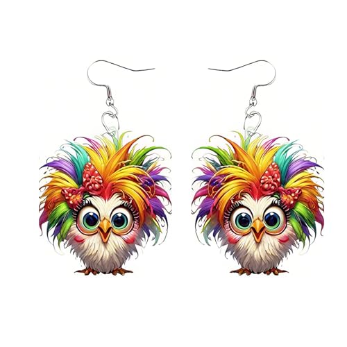 Carniee Cartoon-Eulen-Ohrringe Acryl Anime Blume Eule Ohrringe Vogel Tropfen Baumeln Modeschmuck für Frauen Charm GeschenkÄsthetisches Design Eulenliebhaber Mehrfarbig F von Carniee