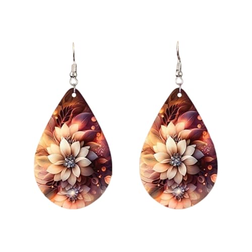 Carniee Große Blumen-Ohrringe Blumen-Anhänger-Ohrringe Modischer Avantgarde Schicke Wildblumenohrringe Schmuck für Frauen Hochzeit Party Ein für Damen Mehrfarbig A von Carniee