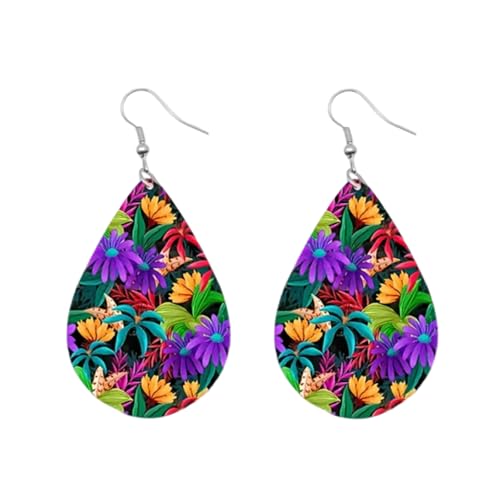 Carniee Große Blumen-Ohrringe Blumen-Anhänger-Ohrringe Modischer Avantgarde Schicke Wildblumenohrringe Schmuck für Frauen Hochzeit Party Ein für Damen Mehrfarbig B von Carniee