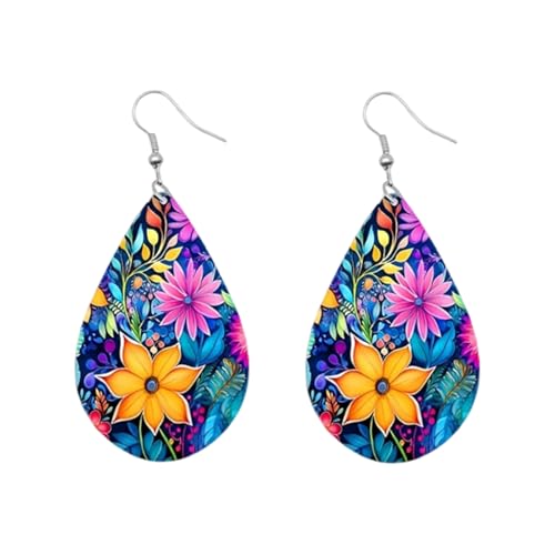 Carniee Große Blumen-Ohrringe Blumen-Anhänger-Ohrringe Modischer Avantgarde Schicke Wildblumenohrringe Schmuck für Frauen Hochzeit Party Ein für Damen Mehrfarbig C von Carniee