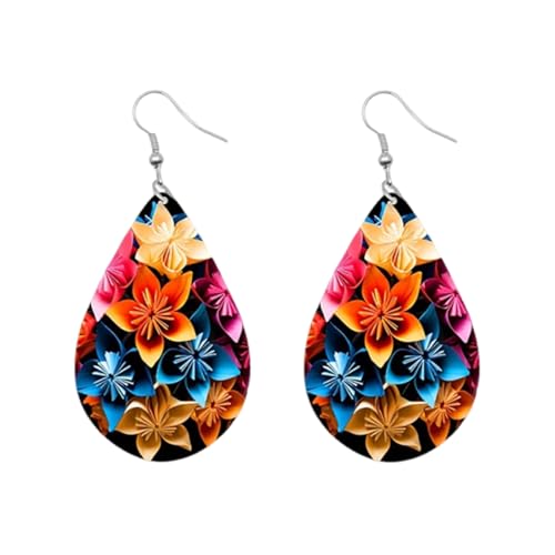 Carniee Große Blumen-Ohrringe Blumen-Anhänger-Ohrringe Modischer Avantgarde Schicke Wildblumenohrringe Schmuck für Frauen Hochzeit Party Ein für Damen Mehrfarbig D von Carniee