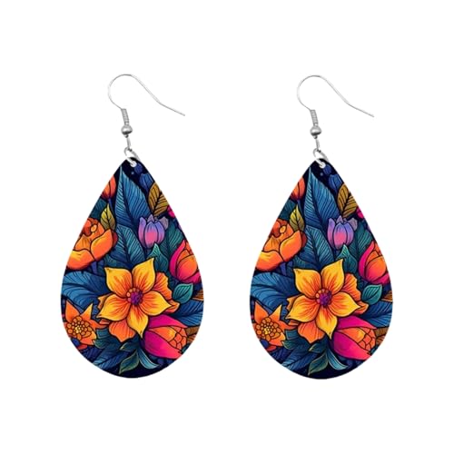 Carniee Große Blumen-Ohrringe Blumen-Anhänger-Ohrringe Modischer Avantgarde Schicke Wildblumenohrringe Schmuck für Frauen Hochzeit Party Ein für Damen Mehrfarbig E von Carniee