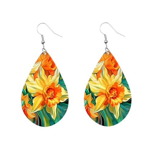 Carniee Große Blumen-Ohrringe Blumen-Anhänger-Ohrringe Modischer Avantgarde Schicke Wildblumenohrringe Schmuck für Frauen Hochzeit Party Ein für Damen Mehrfarbig F von Carniee