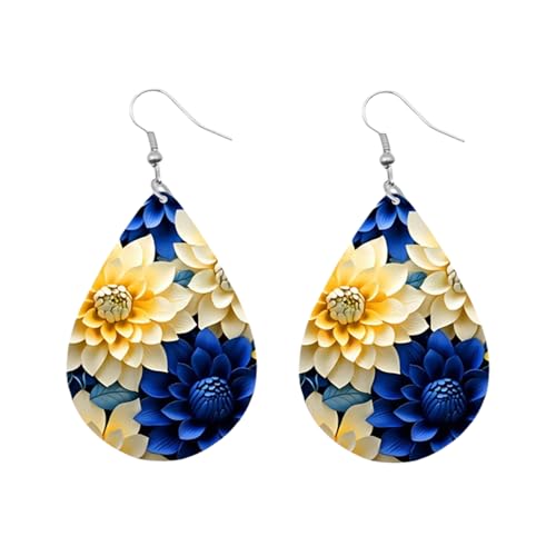 Carniee Große Blumen-Ohrringe Blumen-Anhänger-Ohrringe Modischer Avantgarde Schicke Wildblumenohrringe Schmuck für Frauen Hochzeit Party Ein für Damen Mehrfarbig H von Carniee