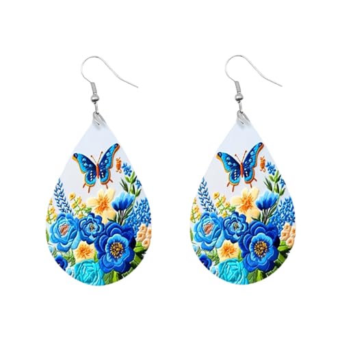 Carniee Große Blumen-Ohrringe Blumen-Anhänger-Ohrringe Modischer Avantgarde Schicke Wildblumenohrringe Schmuck für Frauen Hochzeit Party Ein für Damen Mehrfarbig J von Carniee