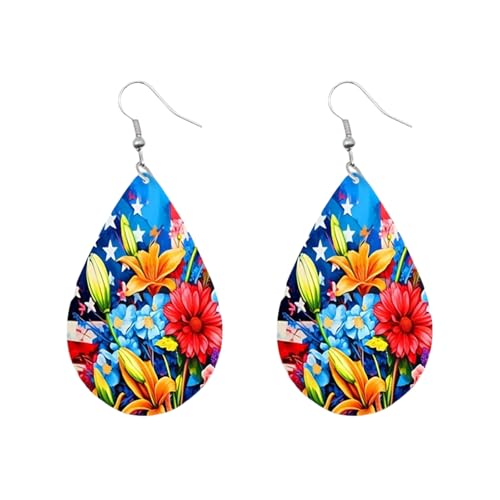 Carniee Große Blumen-Ohrringe Blumen-Anhänger-Ohrringe Modischer Avantgarde Schicke Wildblumenohrringe Schmuck für Frauen Hochzeit Party Ein für Damen Mehrfarbig K von Carniee