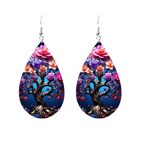 Carniee Große Blumen-Ohrringe Blumen-Anhänger-Ohrringe Modischer Avantgarde Schicke Wildblumenohrringe Schmuck für Frauen Hochzeit Party Ein für Damen Mehrfarbig P von Carniee