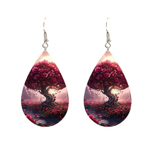 Carniee Große Blumen-Ohrringe Blumen-Anhänger-Ohrringe Modischer Avantgarde Schicke Wildblumenohrringe Schmuck für Frauen Hochzeit Party Ein für Damen Mehrfarbig Q von Carniee