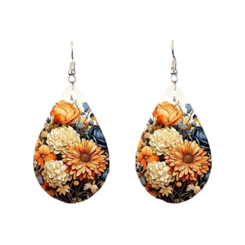 Carniee Große Blumen-Ohrringe Blumen-Anhänger-Ohrringe Modischer Avantgarde Schicke Wildblumenohrringe Schmuck für Frauen Hochzeit Party Ein für Damen Mehrfarbig von Carniee
