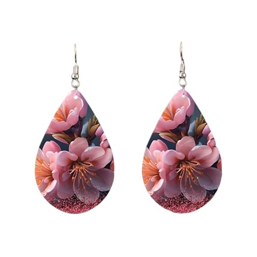Carniee Große Blumen-Ohrringe Blumen-Anhänger-Ohrringe Modischer Avantgarde Schicke Wildblumenohrringe Schmuck für Frauen Hochzeit Party Ein für Damen Rosa von Carniee