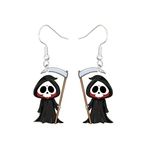 Carniee Halloween Ohrringe Schädel Spinnennetz Kürbis Geist Hängerohrringe Niedlicher Schmuck für Party Kostüm Cosplay Acryl Anhänger Halloween Schmuck Geschenke für Damen Mehrfarbig B von Carniee