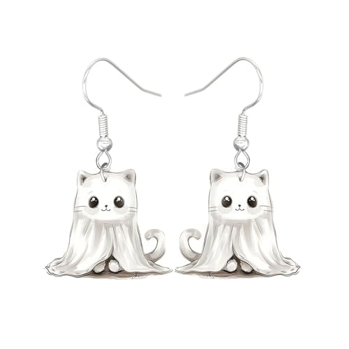 Carniee Halloween Ohrringe Schädel Spinnennetz Kürbis Geist Hängerohrringe Niedlicher Schmuck für Party Kostüm Cosplay Acryl Anhänger Halloween Schmuck Geschenke für Damen Mehrfarbig F von Carniee