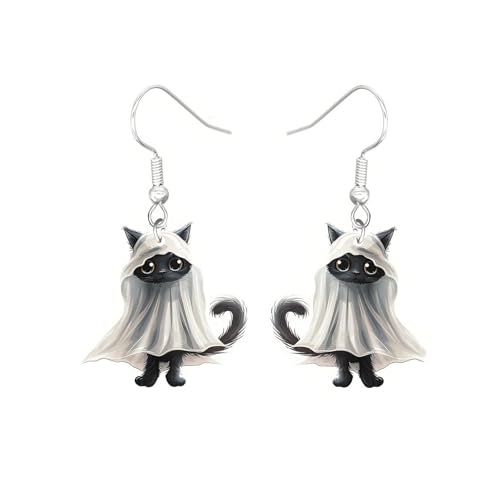 Carniee Halloween Ohrringe Schädel Spinnennetz Kürbis Geist Hängerohrringe Niedlicher Schmuck für Party Kostüm Cosplay Acryl Anhänger Halloween Schmuck Geschenke für Damen Mehrfarbig G von Carniee