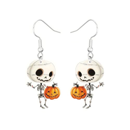 Carniee Halloween Ohrringe Schädel Spinnennetz Kürbis Geist Hängerohrringe Niedlicher Schmuck für Party Kostüm Cosplay Acryl Anhänger Halloween Schmuck Geschenke für Damen Mehrfarbig I von Carniee