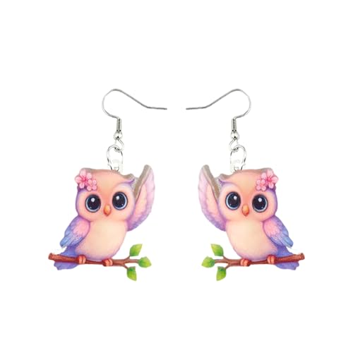 Carniee Handgefertigte Vogerl Ohrringe Acryl Süße Cartoon Vogel Pendelohrringe für Damen Lustige Tier Ohrhänger Geschenk Modischer Schmuck für Party Urlaub Festival Geburtstag Mehrfarbig C von Carniee