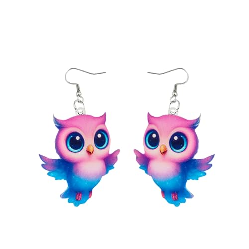 Carniee Handgefertigte Vogerl Ohrringe Acryl Süße Cartoon Vogel Pendelohrringe für Damen Lustige Tier Ohrhänger Geschenk Modischer Schmuck für Party Urlaub Festival Geburtstag Mehrfarbig E von Carniee