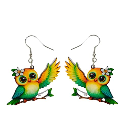 Carniee Handgefertigte Vogerl Ohrringe Acryl Süße Cartoon Vogel Pendelohrringe für Damen Lustige Tier Ohrhänger Geschenk Modischer Schmuck für Party Urlaub Festival Geburtstag Mehrfarbig F von Carniee