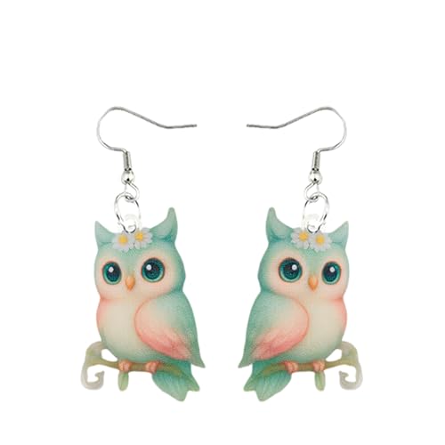 Carniee Handgefertigte Vogerl Ohrringe Acryl Süße Cartoon Vogel Pendelohrringe für Damen Lustige Tier Ohrhänger Geschenk Modischer Schmuck für Party Urlaub Festival Geburtstag Mehrfarbig H von Carniee