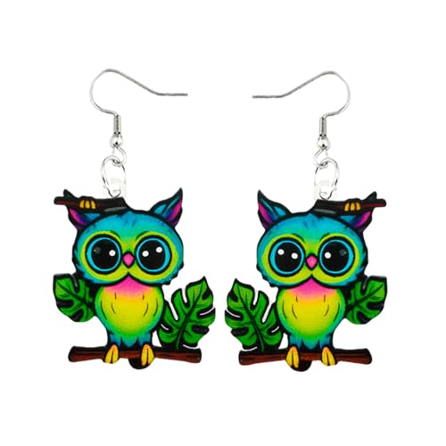 Carniee Handgefertigte Vogerl Ohrringe Acryl Süße Cartoon Vogel Pendelohrringe für Damen Lustige Tier Ohrhänger Geschenk Modischer Schmuck für Party Urlaub Festival Geburtstag Mehrfarbig I von Carniee