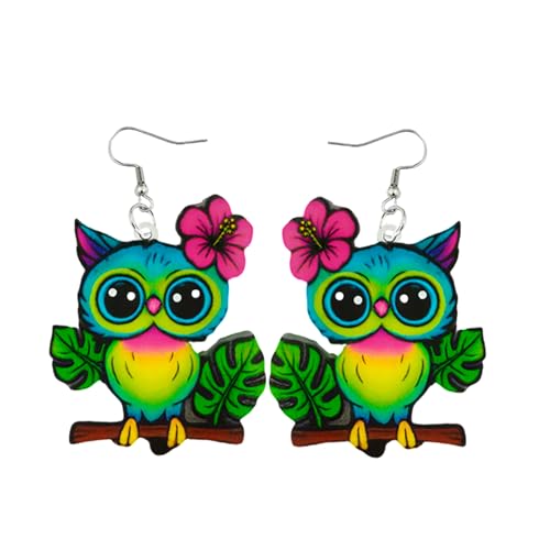 Carniee Handgefertigte Vogerl Ohrringe Acryl Süße Cartoon Vogel Pendelohrringe für Damen Lustige Tier Ohrhänger Geschenk Modischer Schmuck für Party Urlaub Festival Geburtstag Mehrfarbig J von Carniee