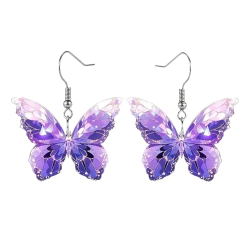 Carniee Schmetterlingsohrringe Ohrhänger Hypoallergen Elegantes Geschenk Ohrringe im Jugendstil Weihnachten Geburtstag Ästhetisches Design mit Wunderschönen Schmetterlingen Ohrring Lila von Carniee