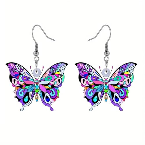 Carniee Schmetterlingsohrringe Ohrhänger Hypoallergen Elegantes Geschenk Ohrringe im Jugendstil Weihnachten Geburtstag Ästhetisches Design mit Wunderschönen Schmetterlingen Ohrring Mehrfarbig B von Carniee