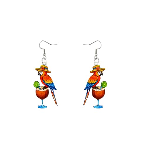 Carniee Trendy Tropenohrringe aus Acryl – bezaubernde Koala-/Flamingo-/Papageien-Stile sommerliches Design | Unverzichtbarer Modeschmuck für den Alltags- und Party-Look von Damen Mehrfarbig F von Carniee