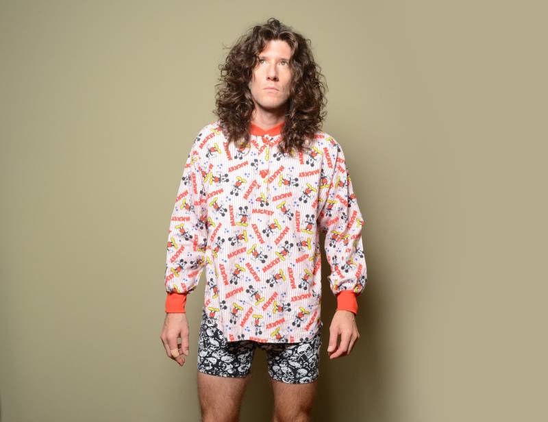 Vintage 80Er 90Er Jahre Mickey Mouse Pyjama Oben Pullover Henley Shirt Inllimited Ns Myles L/xl 1980 1990 Streifen-Shirt von CarnivalOfTheManiac