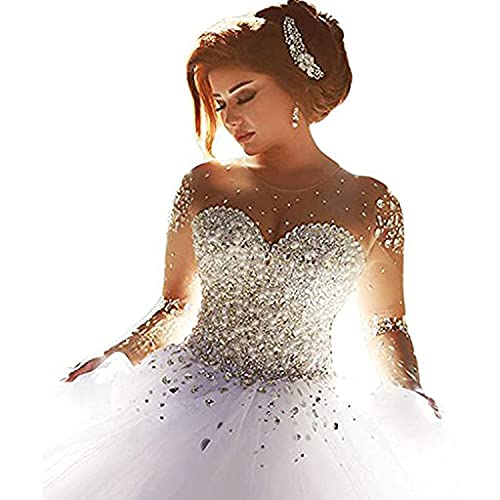 Carnivalprom Damen Prinzessin Hochzeitskleider Strass Perlstickerei Brautkleider Brautmode Lange von Carnivalprom