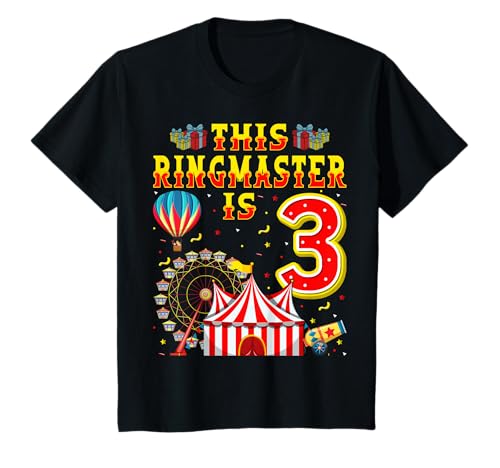 This Ringmaster Is 3 Carnival Circus 3rd Birthday Kids T-Shirt von Carnivals Circus 3rd Birthday Gifts Co.