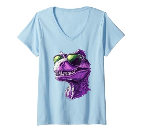 Damen Cool Carnotaurus Graphic Dinosaur Dino Lover T-Shirt mit V-Ausschnitt Damen Cool Carnotaurus Graphic Dinosaur Dino Lover T-Shirt mit V-Ausschnitt von Carnotaurus Funny Dinosaur Lover