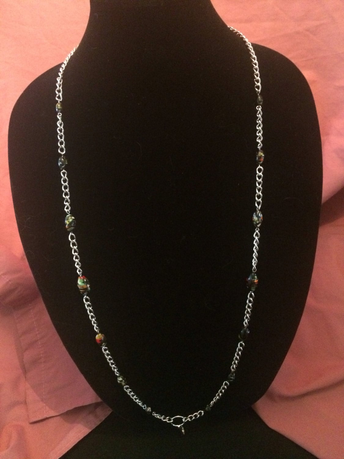 20" Schwarz Multicolor Perlen Halskette Schlüsselband Silber Kette Id Abzeichen Clip 20" Schwarz Multicolor Perlen Halskette Schlüsselband Silber Kette Id Abzeichen Clip von CarobroCreations