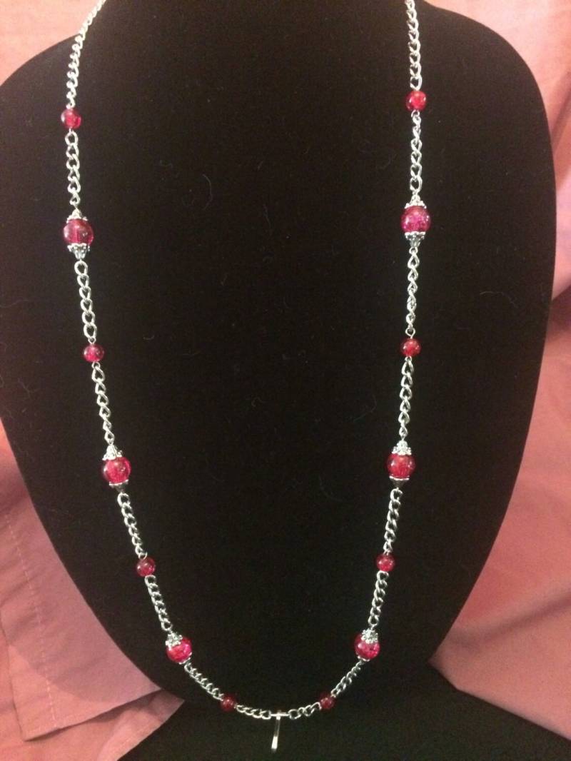20" Silberkette Glas Perlen Schlüsselband Id Abzeichen Kette Mehrere Farben Erhältlich von CarobroCreations