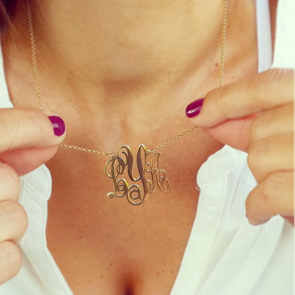 24K Vergoldete Sterling Silber Monogramm Halskette - Personalisierter Anfangsschmuck von CarolJewelryArt