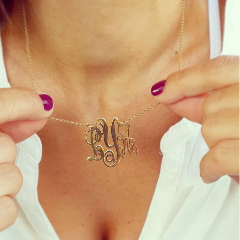 24K Vergoldete Sterling Silber Monogramm Halskette - Personalisierter Anfangsschmuck von CarolJewelryArt