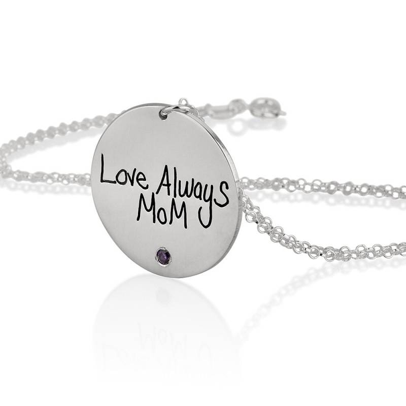 Disc Halskette Handschrift Schmuck - Mit Ihrer Persönlichen Unterschrift Und Geburtsstein von CarolJewelryArt