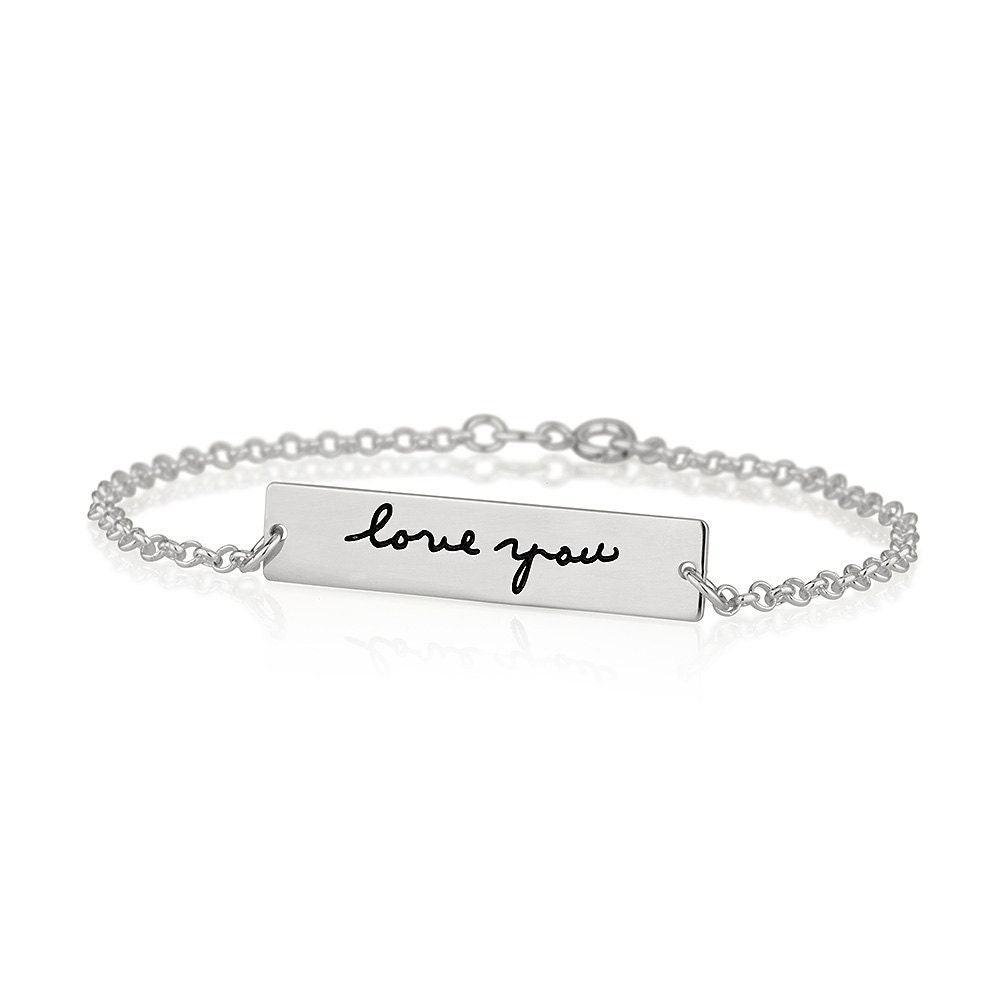 sterling Silber Signature Bar Armband - Personalisierter Handschrift Schmuck von CarolJewelryArt